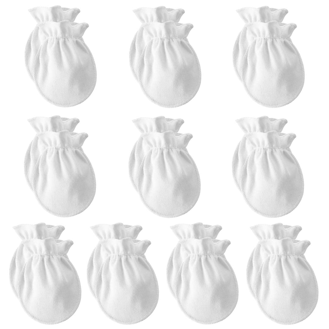 Baby Mittens Newborn No Scratch Cotton Mittens for 0-6 Months Baby Gloves Boys Girls 10 Pack White