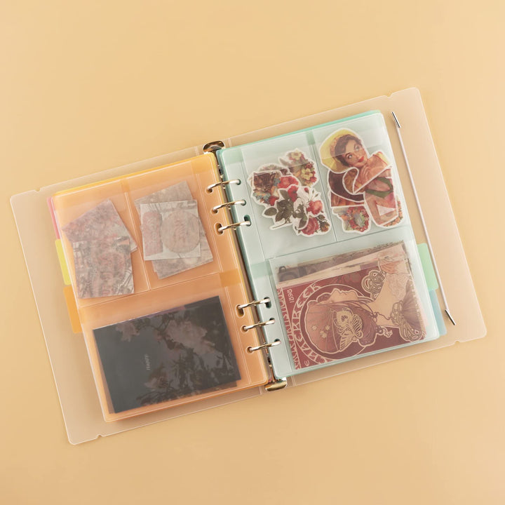 10 Sheet Binder Pockets Inserts with Tree Pockets A5 Size 6 Hole Binder Folder for Dies and Stamps Storage,Waterproof PVC Clear Bags Protectors for Cutting Dies Stencil Album Stamp Crafts