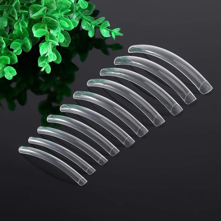 10Pcs Extra Long Half Cover False Nail Art Design Salon Tips Manicure Decoration Tool(Transparent)