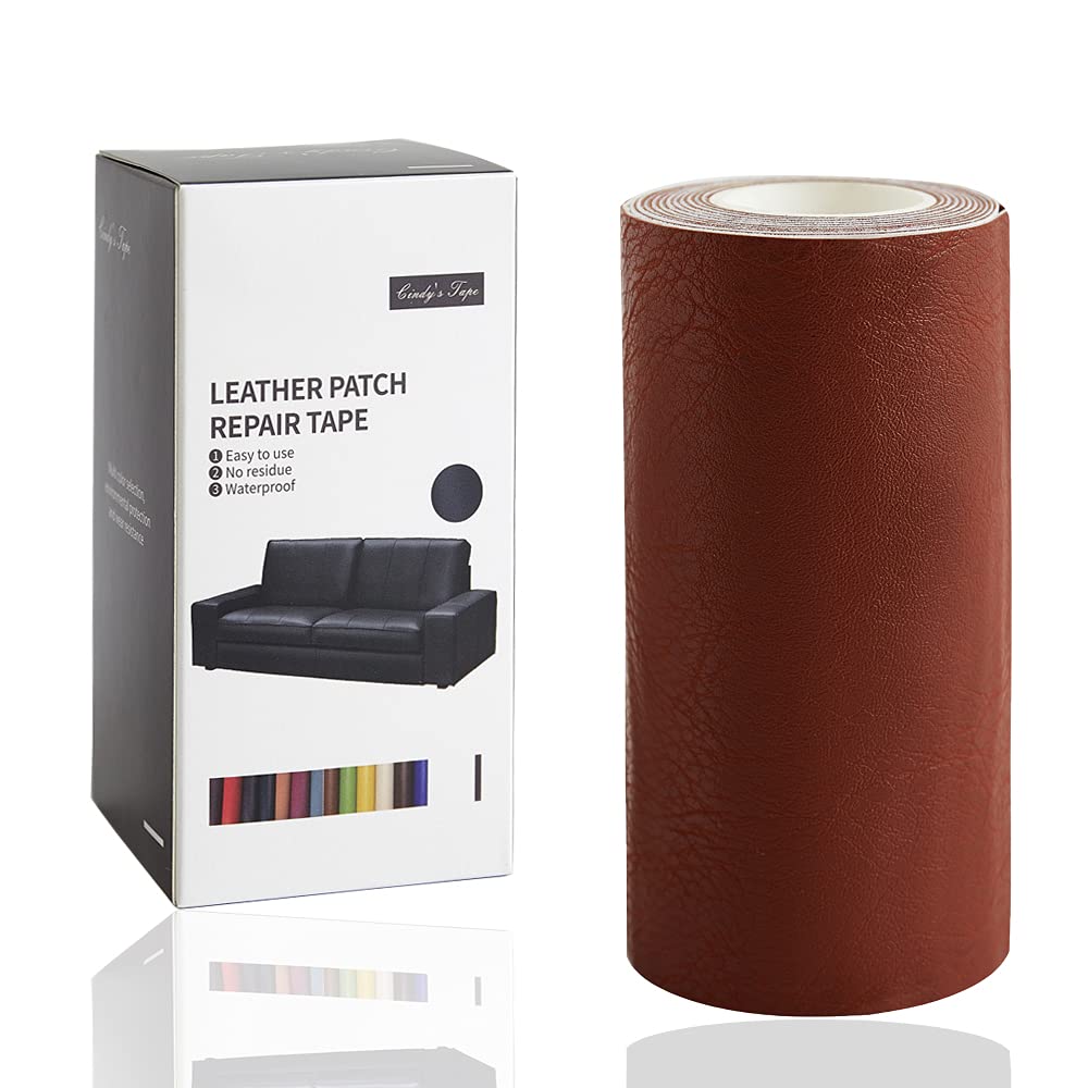 Leather Repair Tape kit Self Adhesive Patch Heavy Duty,Retro Dark Brown 4x60 inch for Couch, Sofa, Car Seat, Handbag, Furniture,Drivers Seat,Jacket, Computer Chair First Aid Vinyl Repair kit