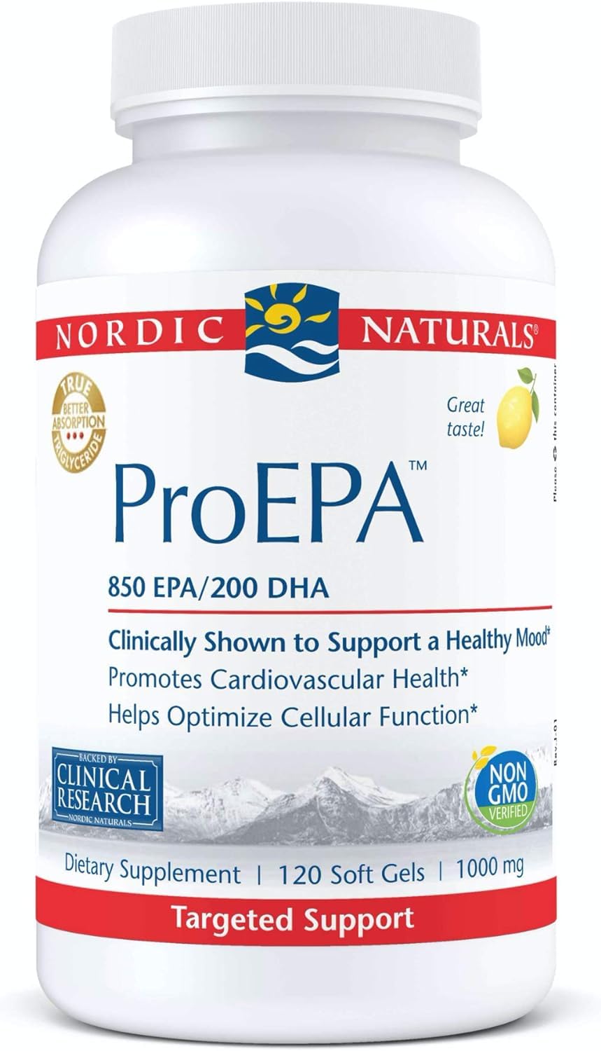 ProEPA, Lemon - 120 Soft Gels - 1210 mg Omega-3 - High-Intensity EPA Formula for Healthy Mood, Heart Health &amp; Cellular Function - Non-GMO - 60 Servings