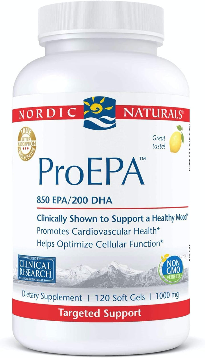ProEPA, Lemon - 120 Soft Gels - 1210 mg Omega-3 - High-Intensity EPA Formula for Healthy Mood, Heart Health &amp; Cellular Function - Non-GMO - 60 Servings