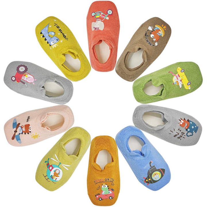 Toddler Anti Slip Non Skid No Show Socks Low Cut With Grips for Kids Boys Girls Size (1T-2T, Multicolor)