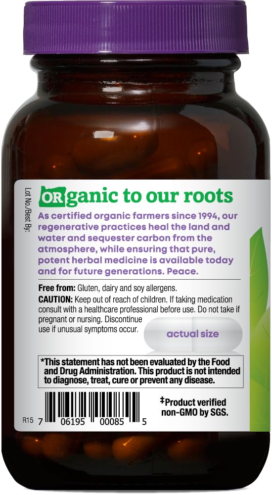 Oregon&#39;s Wild Harvest Certified Organic Milk Thistle Dandelion Capsules Liver Support Extract Standardized to 80% Silymarin, 90 Count