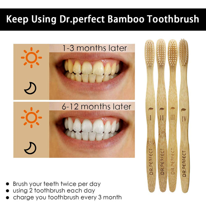 Dr.Perfect Bamboo Toothbrush with Medium Soft BPA Free 