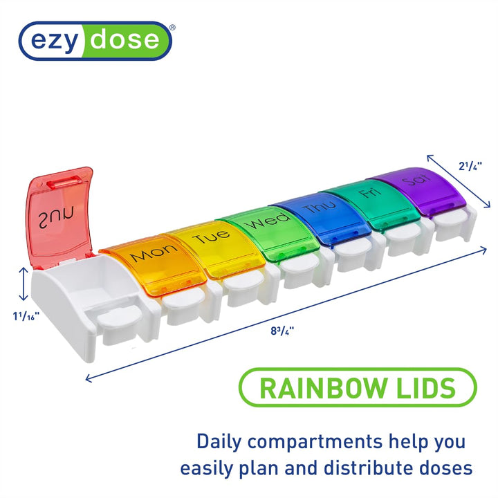 Ezy Dose Weekly (7-Day) Travel Pill Planner with pop-outs in Assorted Colors (6 pack)