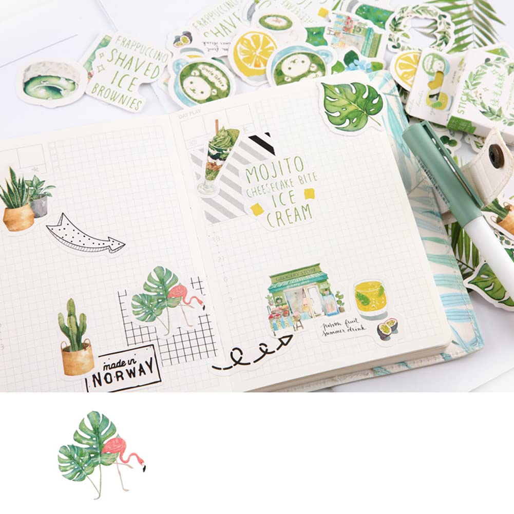 Kawaii Paper Sticker Set (6 Set, 276 Pieces) Fresh Summer Pink Girl Stuff Succulent Plant Planet Whale Snowflake Cold Drink Drifting Bottle Cute Cat Decorative Stickers for Srapbooking Album Planner