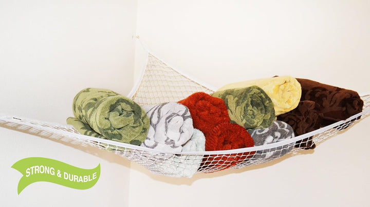 Stuffed Animal Toy Hammock - Hanging Storage Net - Toy Organizer for Clean, Organized and Orderly Room - Comes with an E-Book - Durable and Easy to Install - Nylon and Polyester (White)