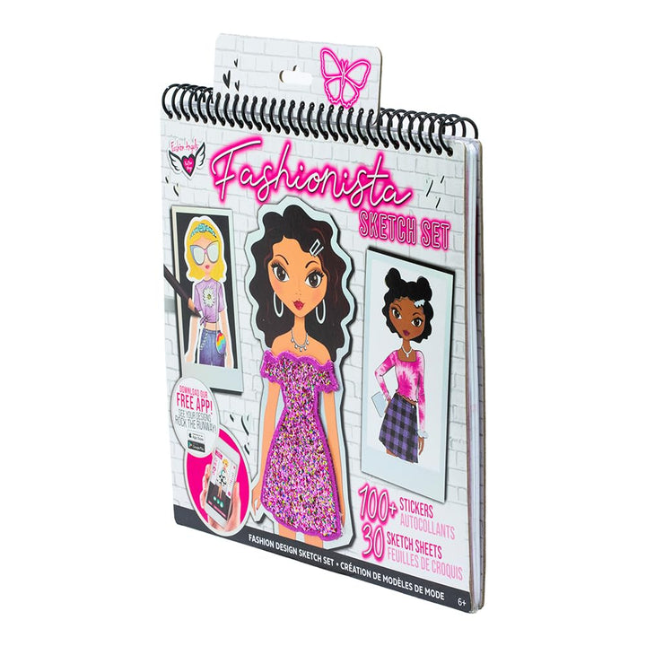 Fashion Design Sketch Kit - Compact Portfolio Sketchbook for Girls, Fashion Coloring Book for Kids Ages 6+ and Up, Comes with Stencils and Stickers