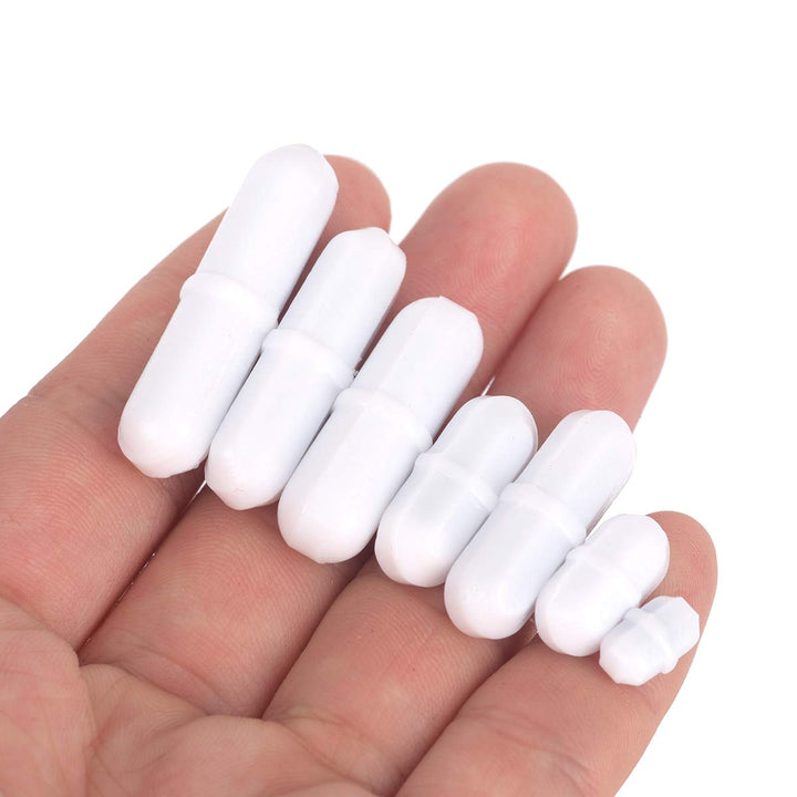 7 Pieces PTFE Magnetic Stirrer Mixer Stir Bar and 11.8 Magnetic Stir Bar Retriever, White