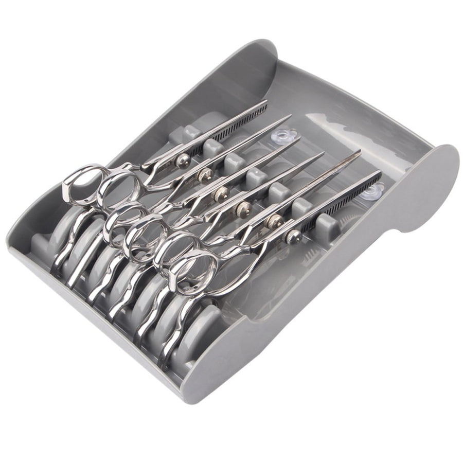 Professional ABS Salon Scissors Holder Racks Barber Shop Shears Stand Organizer Storage Tray Keeper Available for 6 Scissors for Hairdressers Hair Stylist (Grey)