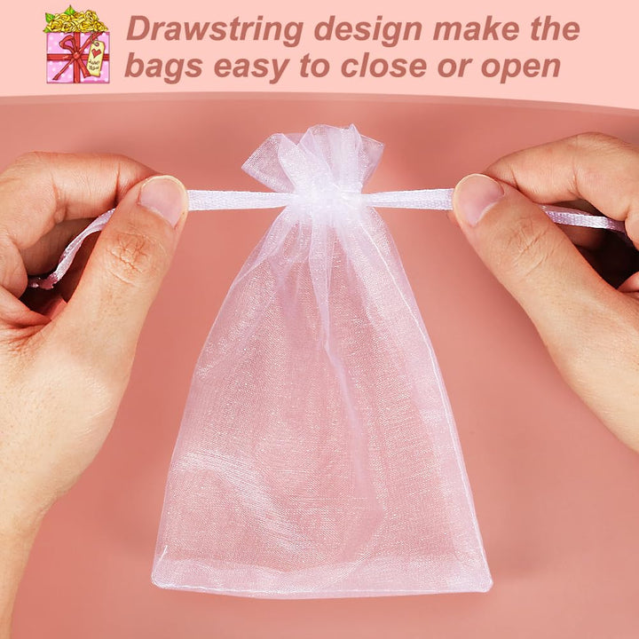 HRX Package 100pcs White Organza Bags, 4x 6 Wedding Fav