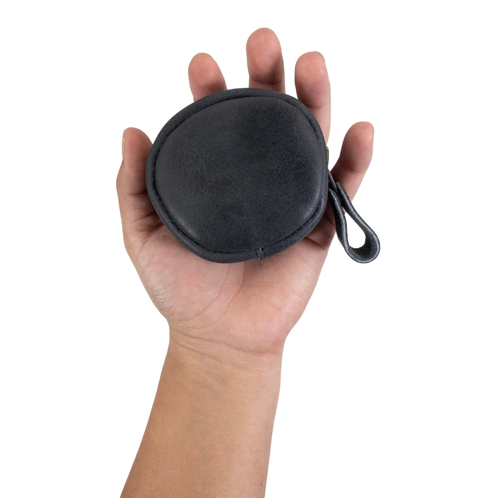 , Rounded Coin Case, Zippered Wallet, Travel Pouch, Full Grain Leather, Handmade, Bourbon Brown