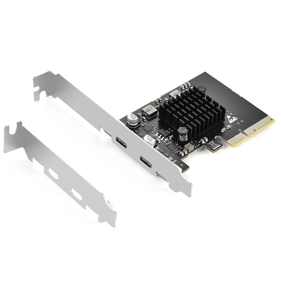 PCIE to USB 3.2 Expansion Card 10Gbps 2 USB C Ports Max Speed PCI-E Type C USB 3.2 Gen2 Card with Large-Area Heatsink USB Front Panel Adapter for Windows 11/10/8/7/XP/Linux/Mac OS