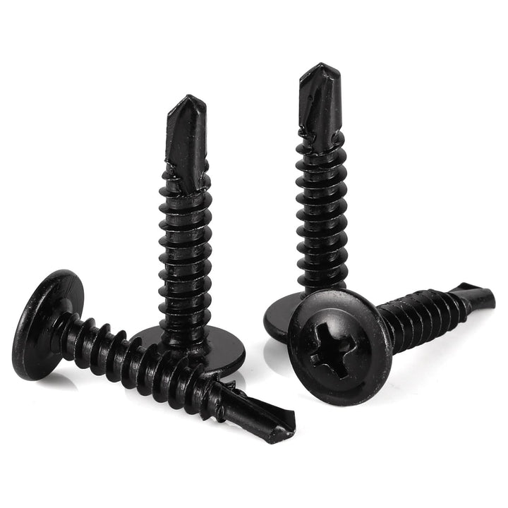 #8 x 3/4 Phillips Truss Head Self-Drilling Tek Screw, 100 PCS Self Tapping Screws Sheet Metal Screws, Black Oxide Stainless Steel