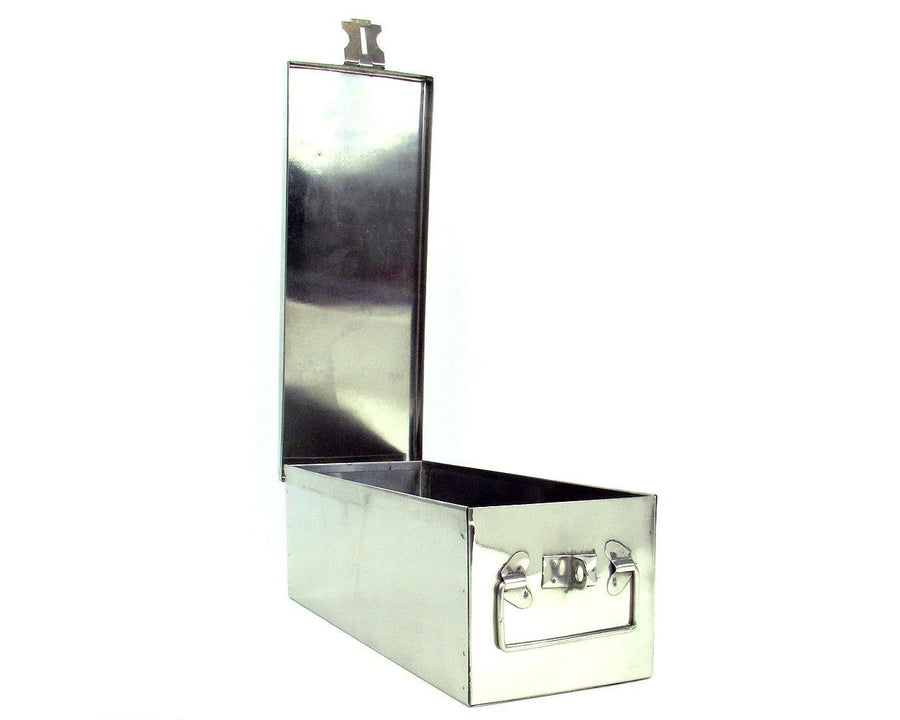 75-500 12 Metal Storage Lock Box Safe with Handle for Cash, Jewelry, Heirlooms, Passports, and Other Valuables for Home, Office, or Car, Silver
