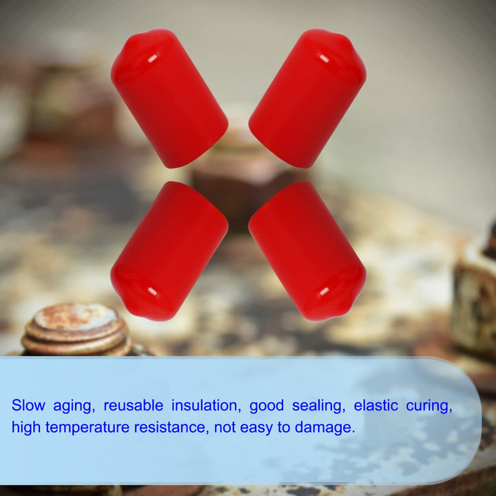 Rubber Round End Cap Cover 0.67 Inch (17mm) Screw Thread Protectors PVC Flexible Tubing Pipe Protective Bolt Screw Thread Protector Safety Cover | for Pipe Post Tubing Rod Cover 20 Pcs (Red)