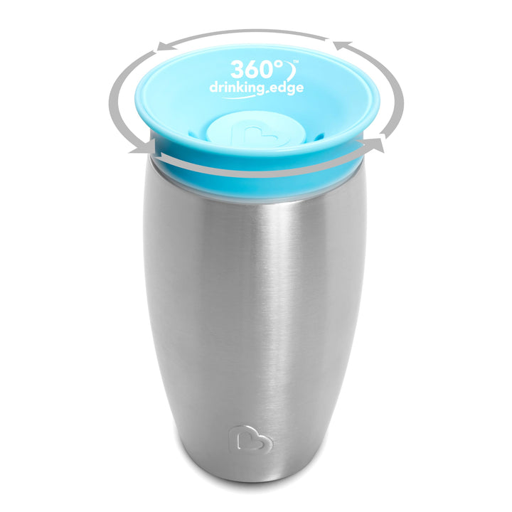 Munchkin Sippy Cup for Toddlers, Miracle 360 Stainless Steel, 10 Ounce, Blue