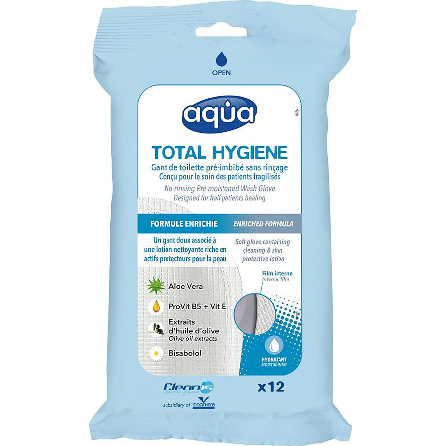 No Rinse Aqua Wash Gloves (Pouch of 12 Gloves)