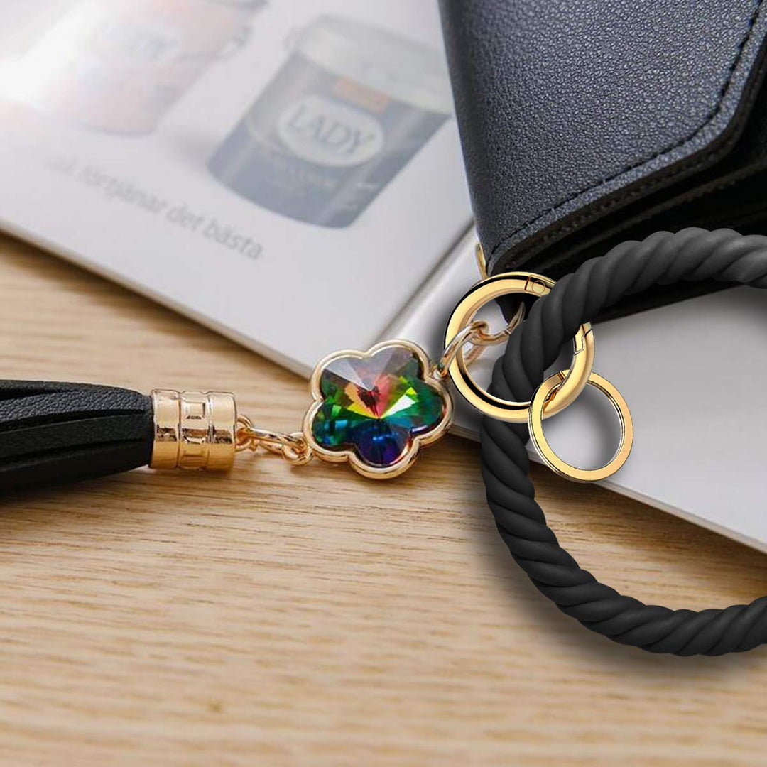 Idakekiy Wristlet Keychain, Silicon Key Ring Wallet Bra