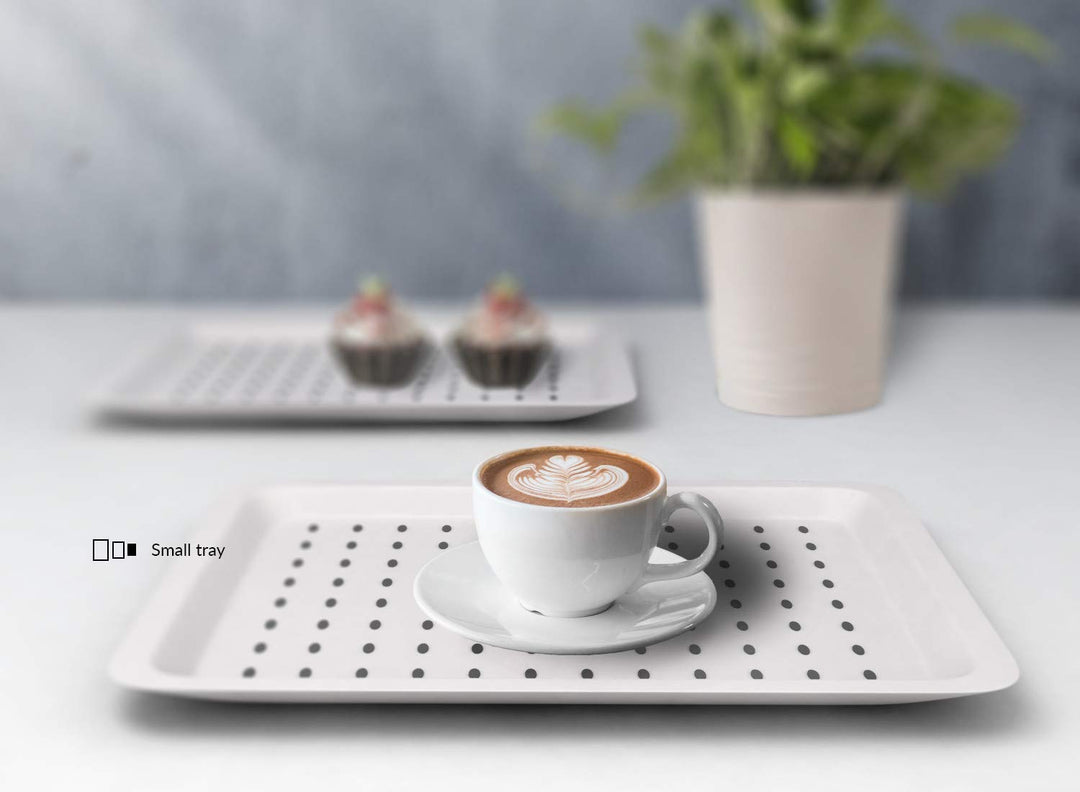 3PC Anti-Slip Food Serving Tray with Handles 17.9 + 15.7 + 13 Dinner Trays for Lap + Small Drink Tray | Breakfast Tray | Bed Tray | Food Tray | Lap Trays for Eating | Serving Trays