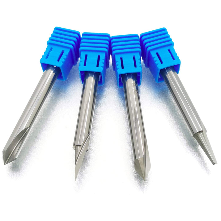 Engraving Bit 15, 20, 60, 90 Degree CNC Wood Carving Router Bit Set Marking Conical Engraving Router Tool , 2 Flutes Tungsten Steel Straight CNC V-bit 1/4 Inch Shank