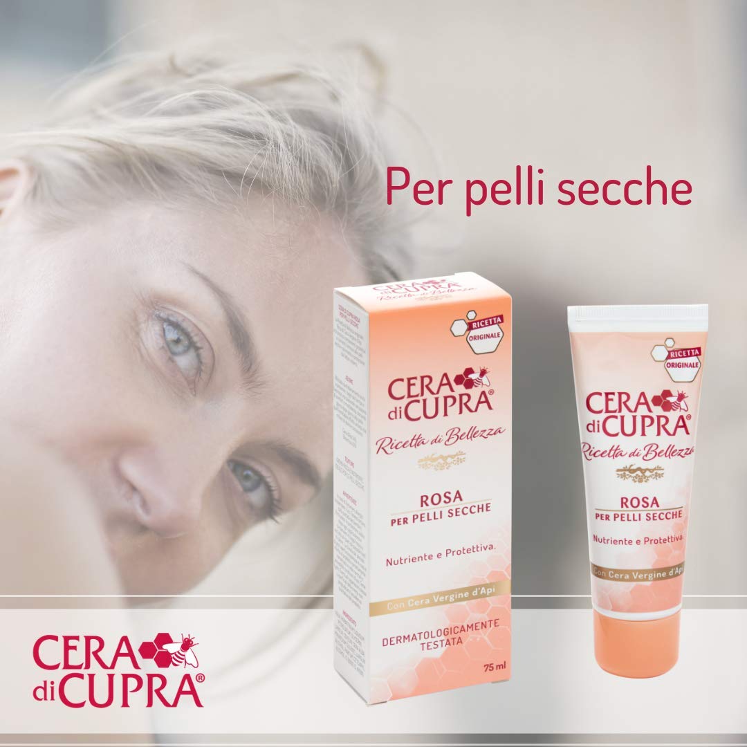 Cera di CupraRosa per Pelli Secche Cream for Dry Skin, Anti-age Formula - 2.5 Fluid Ounces (75ml) Tube [ Italian Import ]