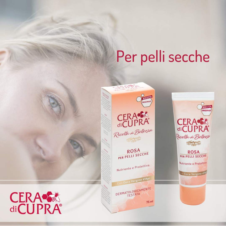 Cera di CupraRosa per Pelli Secche Cream for Dry Skin, Anti-age Formula - 2.5 Fluid Ounces (75ml) Tube [ Italian Import ]