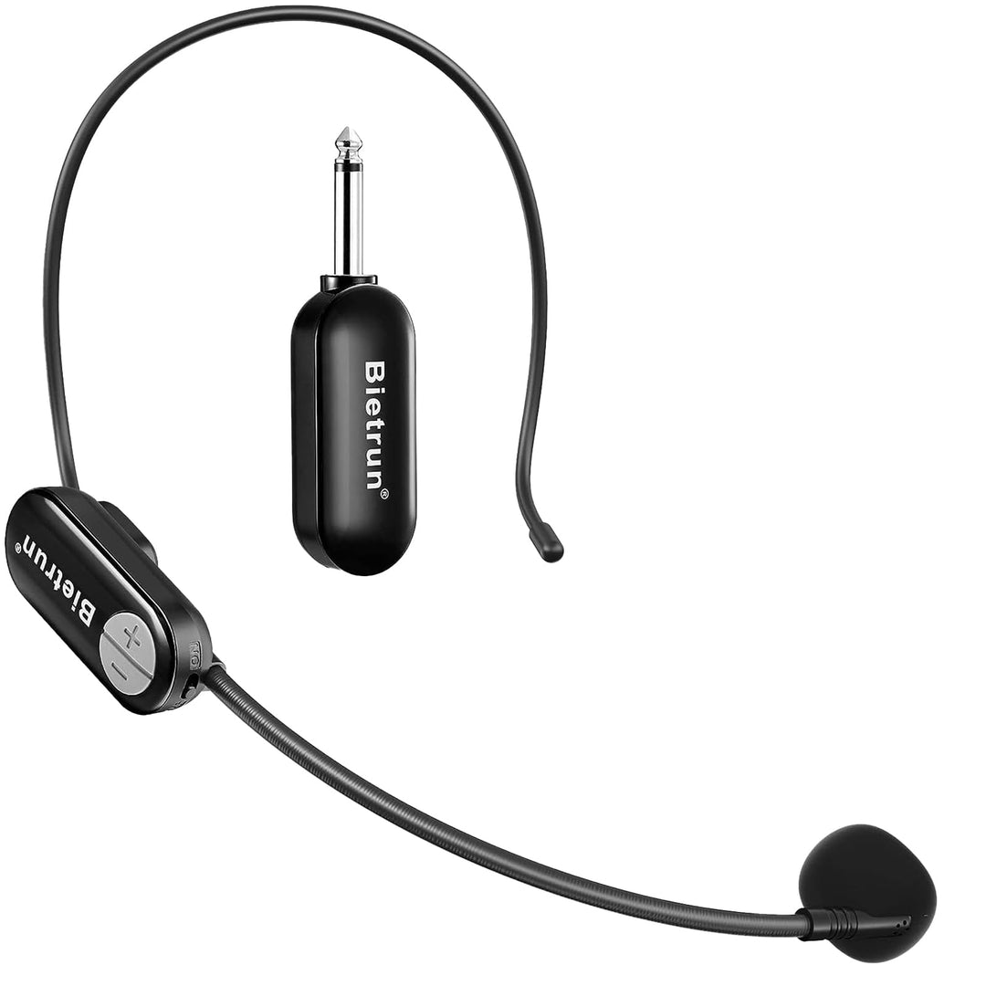 Wireless Microphone Headset with 1/4&#39;&#39;Plug, 165ft Range, UHF Wireless Headset Mic &amp; Handheld Mic 2 in 1, for Karaoke Speaker, Amplifier, Mic Speakers, PA System, Teaching, Fitness (Black)