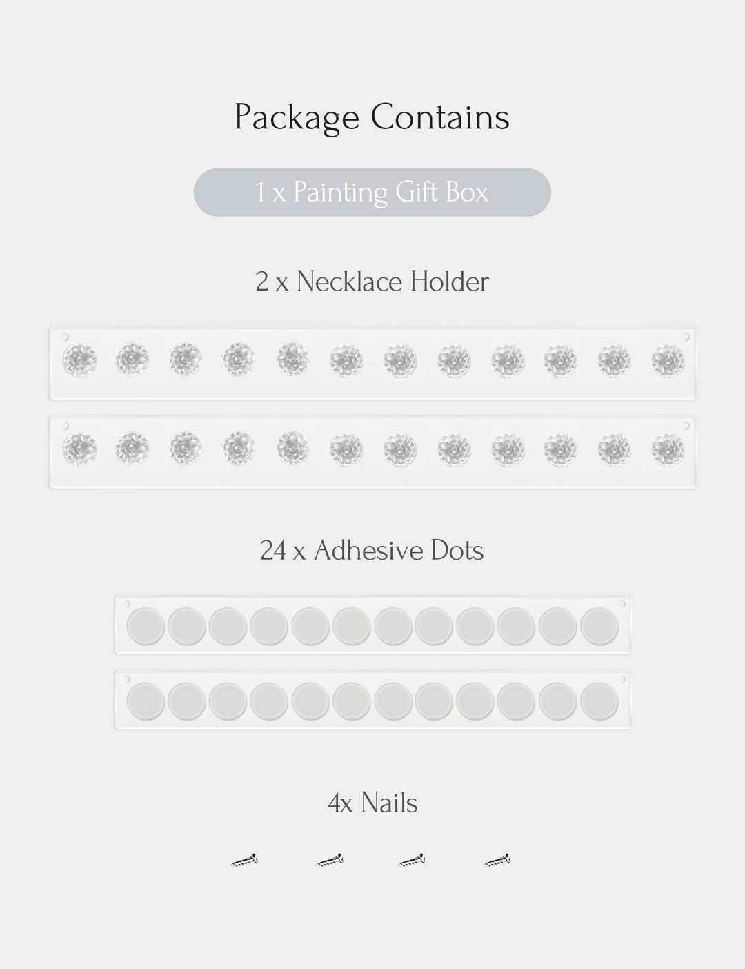 Necklace Holder, Acrylic Necklace Hanger, Wall Mount Necklace Organizer, Jewelry Hooks for Necklaces, Bracelets, Chains (2-pack Clear)