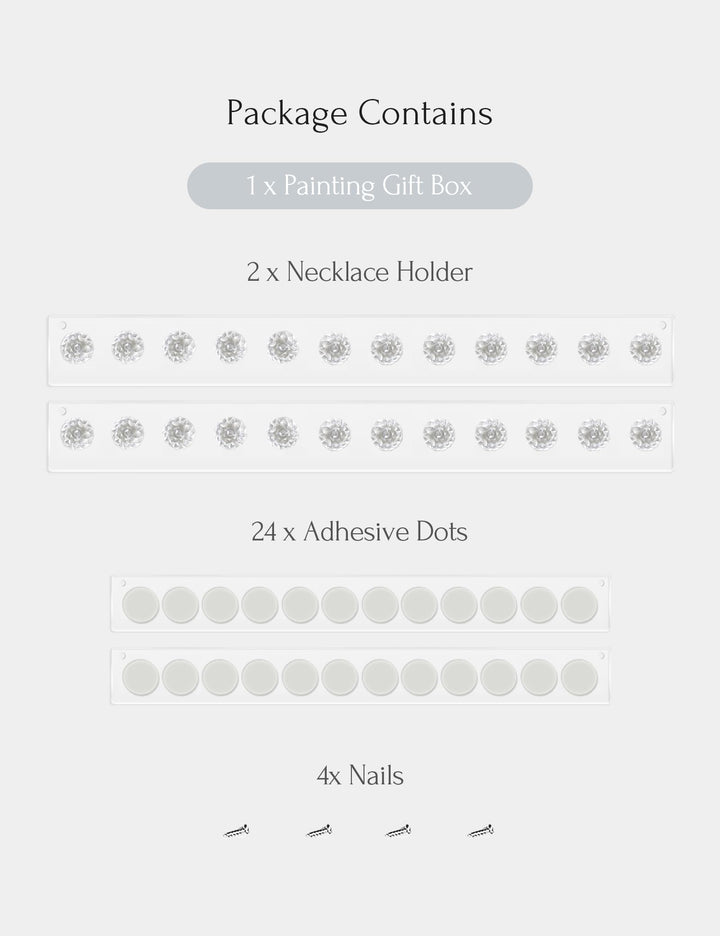 Necklace Holder, Acrylic Necklace Hanger, Wall Mount Necklace Organizer, Jewelry Hooks for Necklaces, Bracelets, Chains (2-pack Clear)