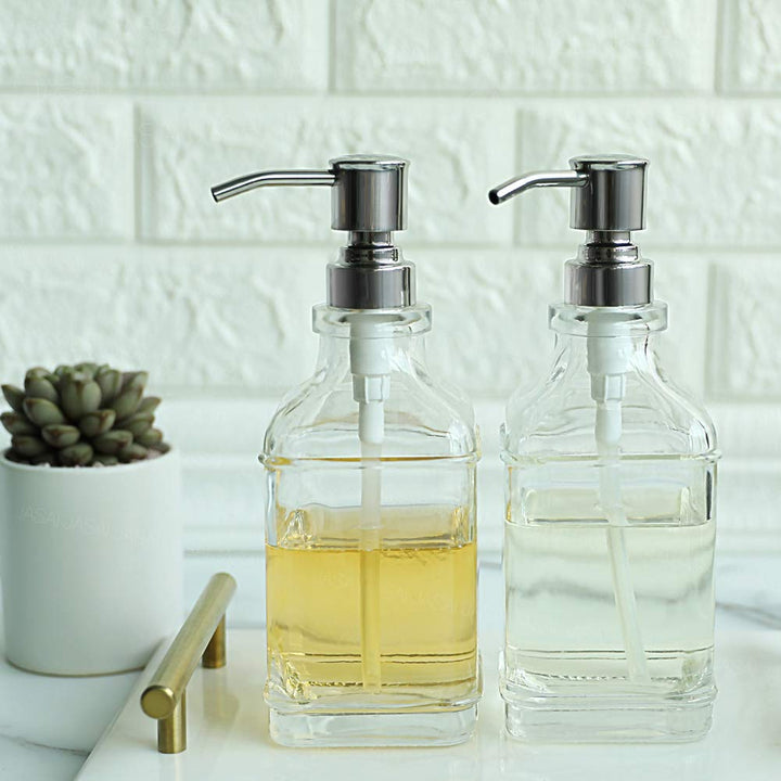 Durable 304 Stainless Steel Soap Dispenser Pump Replacement, Rust Proof Soap Pump Replacement for Regular Mouth Bottle, (2 Pack)