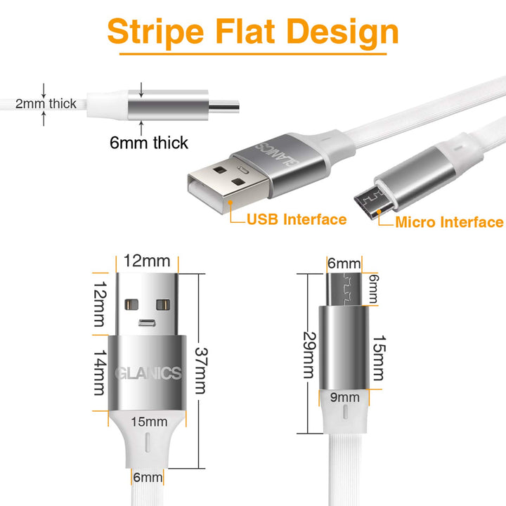 20ft Micro USB Cable, Micro USB Power Extension Cable, Charging and Data Sync Cable for Wyze Cam, Cloud Cam, Android Phone, Mobile Powe and Other Devices (White)