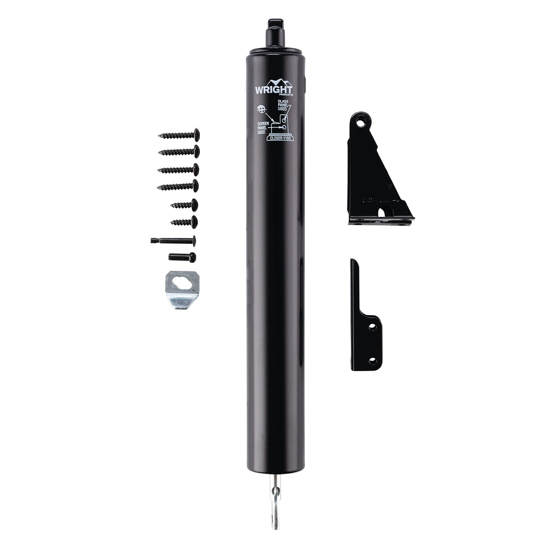 V150BL Heavy Duty Pneumatic Screen and Storm Door Closer, Black, 12.63L x 1.5W x 1.5H
