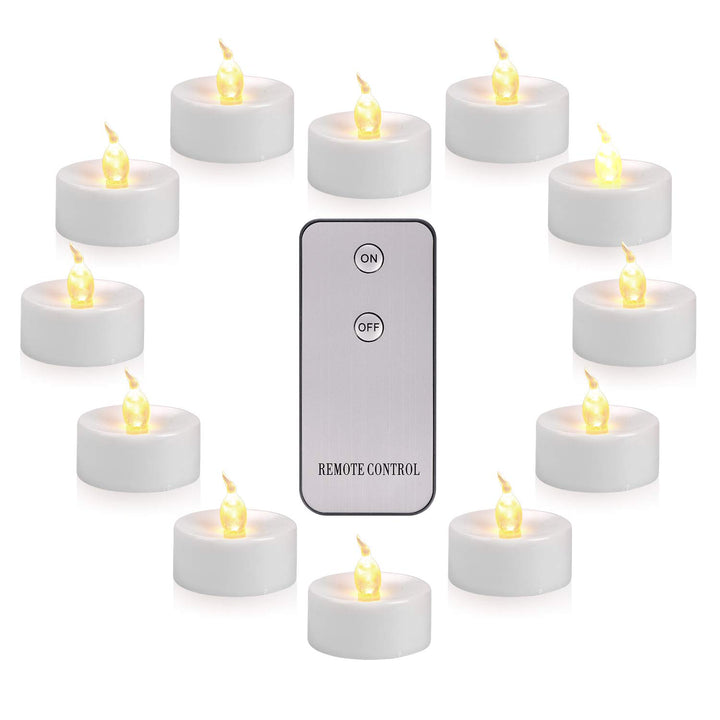 LED Tea Light, Flameless Flickering Tealight with Remote Control, Long Lasting Battery Operated LED Tealight Candle for Seasonal &amp; Festival Celebration Pack of 12