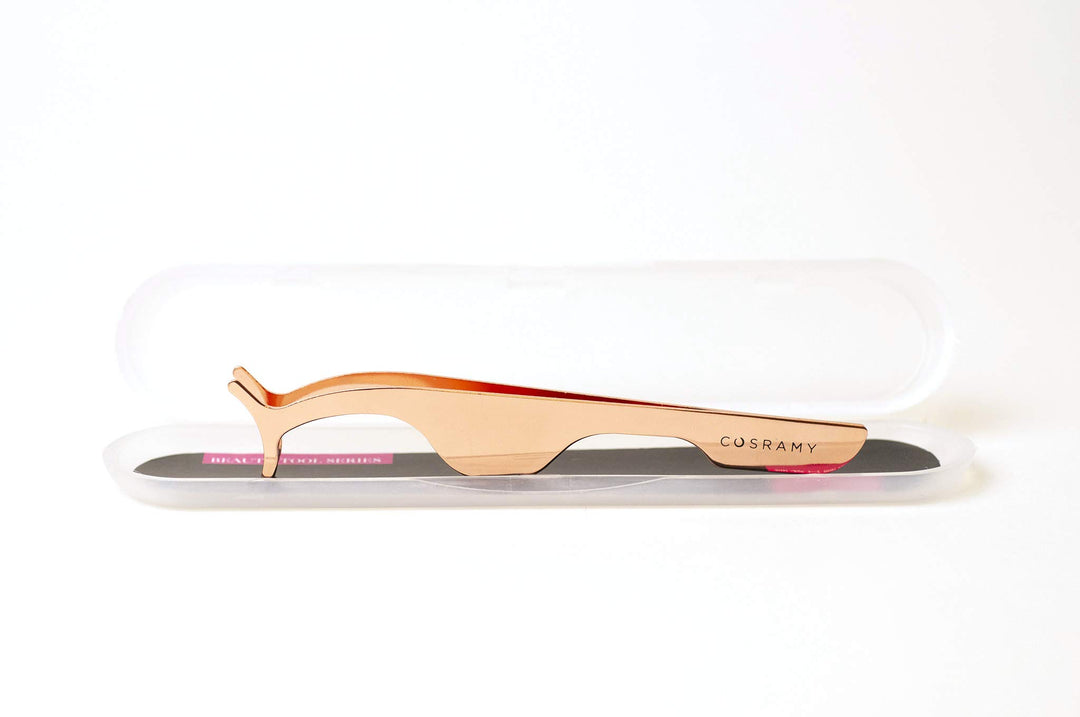 Eyelash Applicator-False Eyelashes Applicator Tool Clip Tweezer Nipper (Gold)