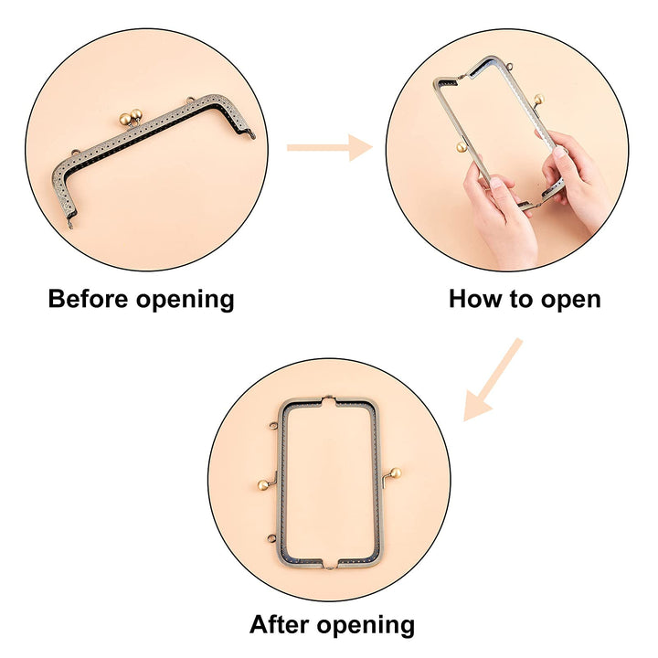 5pcs 7.8 Inch Square Coin Purse Clasp, Metal Frame Kiss Clasp Lock Purse Handle Frame Red Copper Kiss Clasp Frame for Purse Making Square Bag Clutch Frame DIY Craft