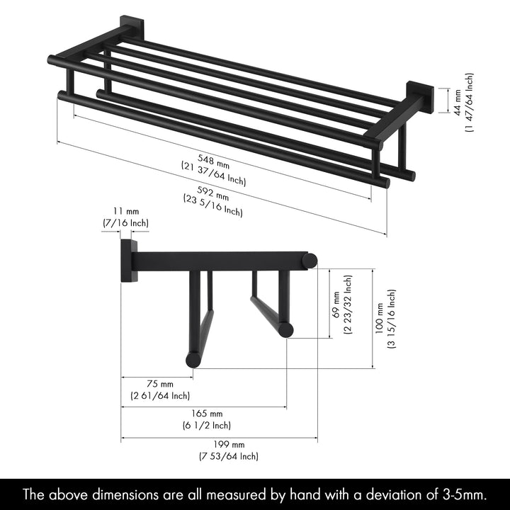 Bathroom Towel Rack with Double Towel Bar, 16-Inch Towel Holder Wall Mount, SUS304 Stainless Steel Brushed Finish, A2112S40-2