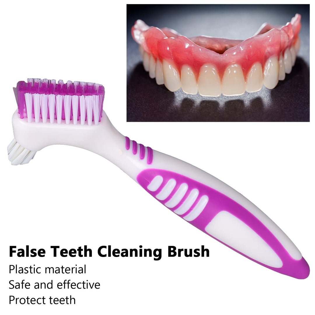 Denture Cleaning Brush Set, 1 Premium Denture Cleaner Set Top Denture Cleanser Tool Dual Head Denture Brush for Denture Care