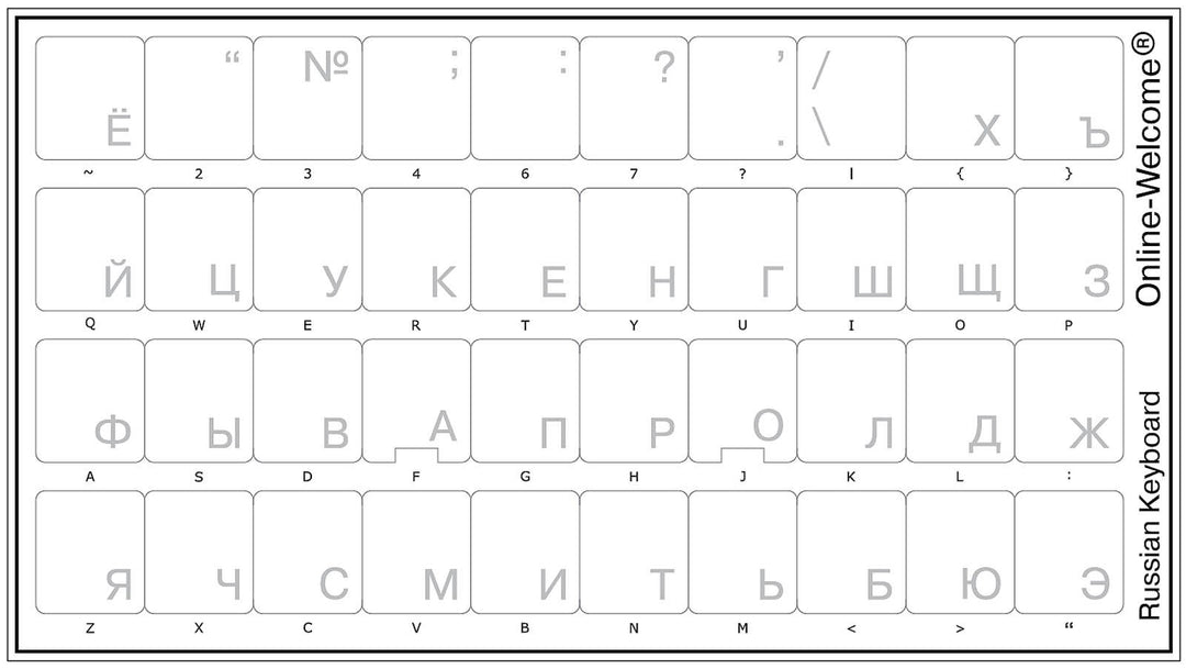 Online-Welcome Russian with White Lettering Keyboard Stickers Transparent for Computers LAPTOPS Desktop Keyboards