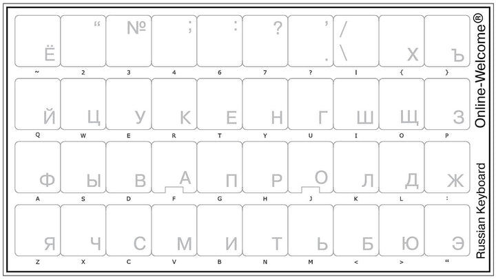 Online-Welcome Russian with White Lettering Keyboard Stickers Transparent for Computers LAPTOPS Desktop Keyboards