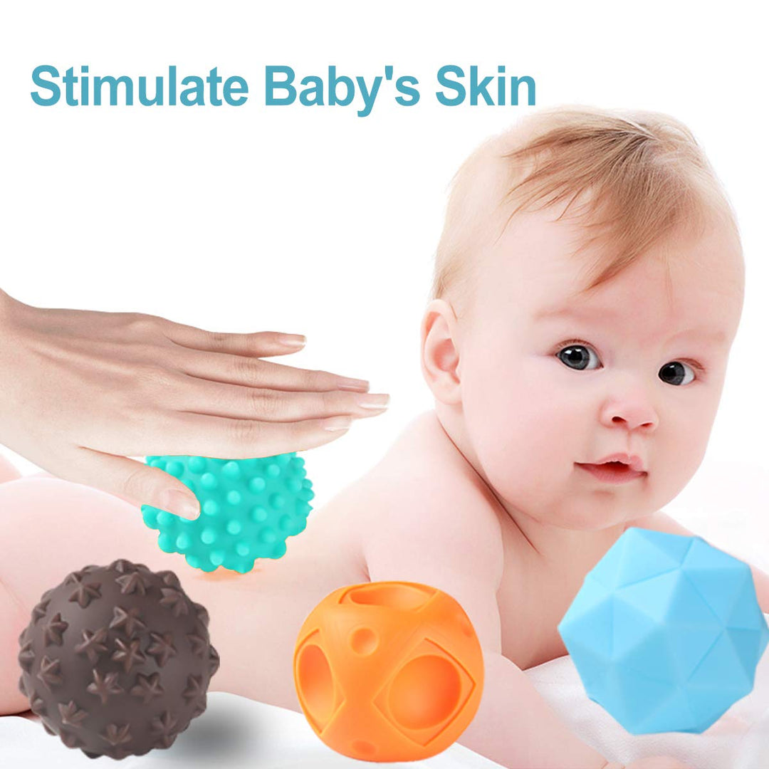 Baby Textured Sensory Ball Set Soft Squeeze Massage Balls with Bright Color and Multi Shape,Learning Early Educational Toys for 6+ Months Toddlers Boys and Girls(8PCS)