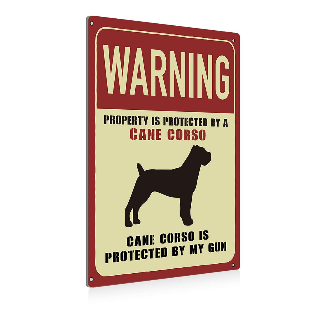 Warning Sign Warning Cane Corso Metal Tin Sign Wall Decor Dog Sign for Home Door Outdoor Decor Gifts - 8x12 Inch