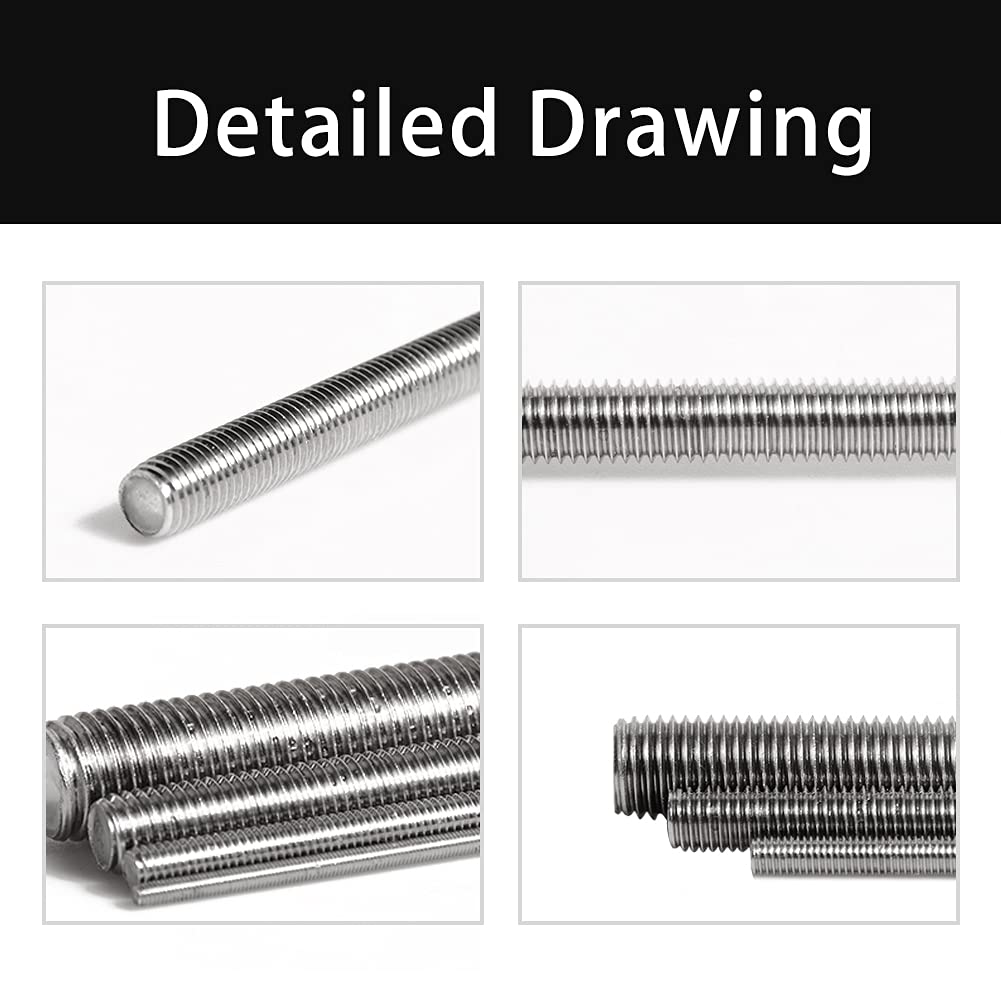 304 Stainless Steel M2-0.4 Fully All Threaded Rod, Long Threaded Screw, Right Hand Threads, 250mm LengthPack of 2