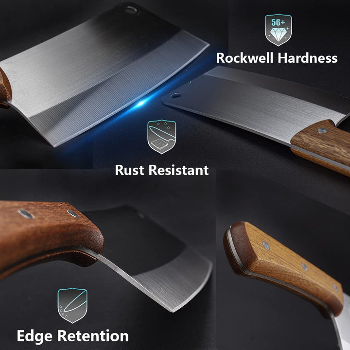 Meat Cleaver - 7&#39;&#39; Heavy Duty Butcher Knife Meat Chopper Bone Cutting Knife - High Carbon German Stainless Steel - Pearwood Handle for Home Kitchen and Restaurant 2023 Gifts