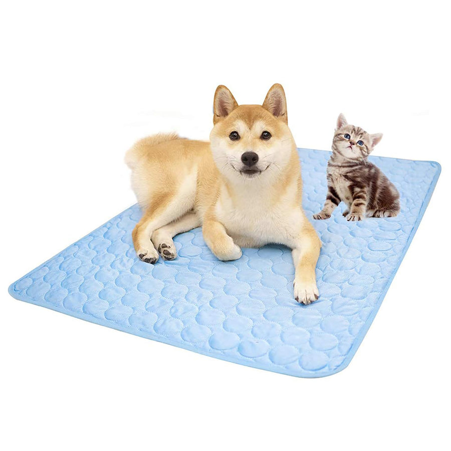 Summer Cooling Mat & Sleeping Pad- Water Absorption Top, Materials Safe, Easy Carry, EZ Clean. Keep Cooling for Pets, Kids and Adults.(Blue, 40 x 28)