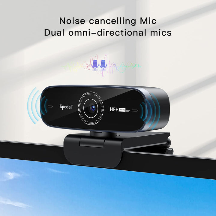 1080P 60fps Webcam with Dual Microphone, AutoFocus, Software Included, Ultra HD Streaming Web Camera, USB Computer Camera for Gaming/Online Teaching/Video Calling/Zoom/Skype
