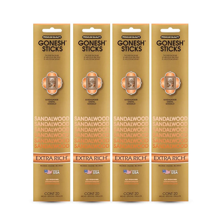 - Extra Rich Scented Incense Sticks - Non-Toxic 10” Slow Burn Aromatic Sticks - Sandalwood - 20 Sticks - 4 Pack