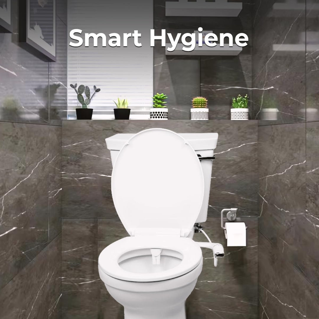 Bidet Attachment for Toilet - Ultra-Slim Left Handed Hygienic Bidet Attachment For Existing Toilets - Bidet Toilet Seat Attachment with Pressure Controls - Travel Bidet Included