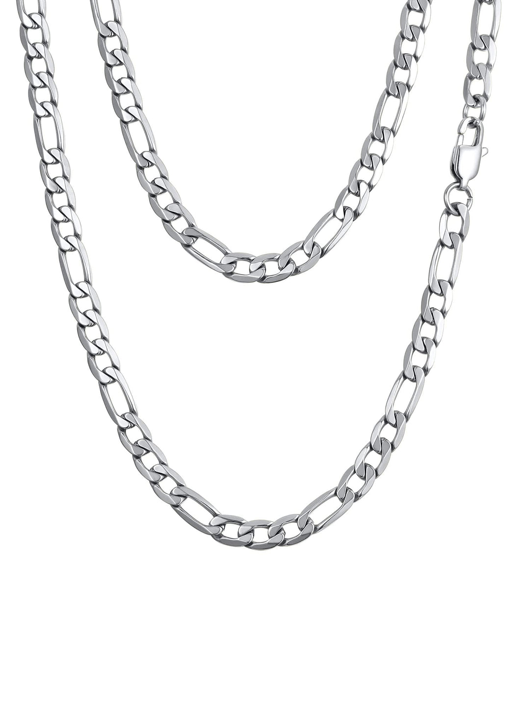 Stainless Steel Chain Figaro Link Necklace 24 inch 6mm Men Jewelry Flat Chains for Man Necklaces